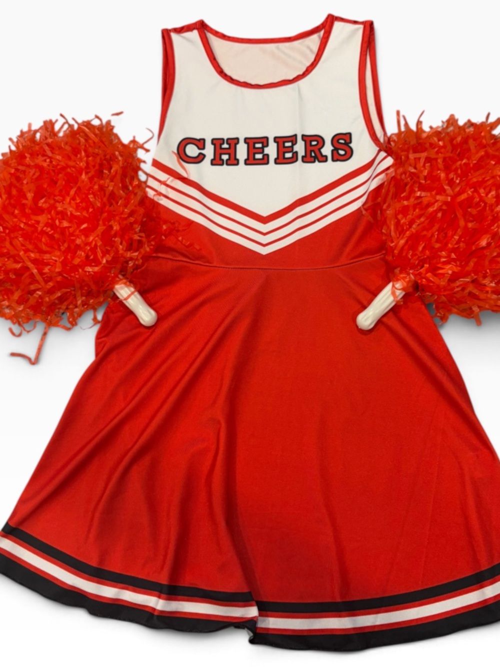 Cheerleader Dress Uniform Costume with Pom-Poms